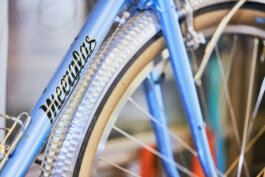 Detailaufnahme von dem Meerglas Logo auf dem Fahrradrahmen Foto ALEX SOBOTTA Alex Sobotta Fotograf
